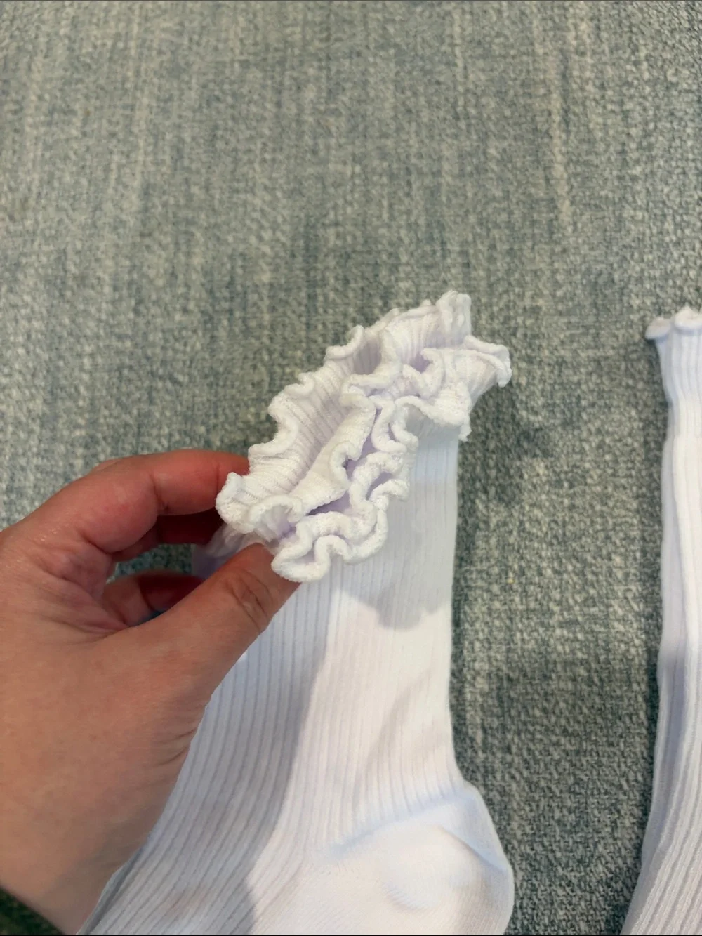 White Ruffled Top Crew Socks
